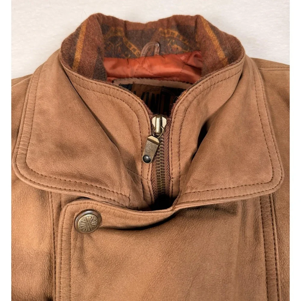 Vintage Winlit Leather Jacket Mens Medium Brown Bomber Quilted Lined Korea